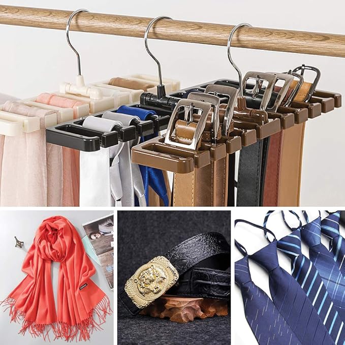 DIOMMELL 2 PCS Belts Rack, Storage Organizer, Hanger, Holder - Closet tie Racks Hangers Sturdy for Men Women, Black