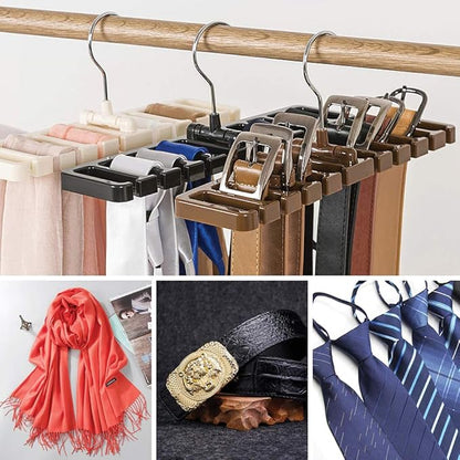 DIOMMELL 2 PCS Belts Rack, Storage Organizer, Hanger, Holder - Closet tie Racks Hangers Sturdy for Men Women, Black
