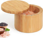 Salt Cellar with Magnetic Swivel Lid, Rustic Bamboo Salt Box for Kitchen for Seasonings/Spices/Candies, Salt Container for All Kinds of Spices/Nuts/Craft Materials, 8.0 Ounce Capacity (1Cup)