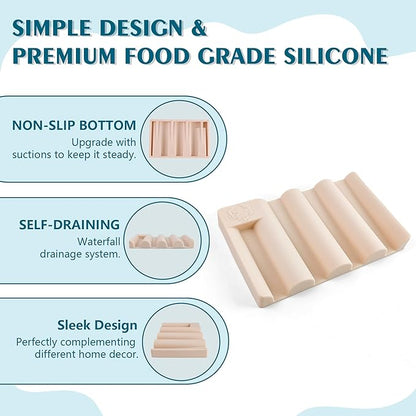Silicone Soap Dish,Self Draining Soap Holder Perfect for Shower,Bathroom Sink,Kitchen Sink & Travel,Non-Slip Bar Soap Holder Extend Soap Life,Keep Soap Bars Dry & Easy Cleaning Pink-2Pcs