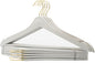 24 Pcs White Wood Look Plastic Hangers Clothes Clothes Shirt Hanger with Gold Hooks
