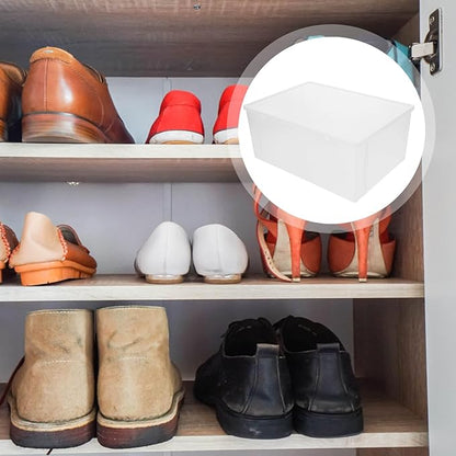 Stackable Thickened Plastic Shoe Box with Lid, Large Capacity Sneaker Storage Organizer for Dust and Moisture Protection, Sturdy Boot and Shoe Storage Case for Closet Use