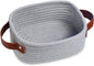 ABenkle Small Storage Basket, Mini Rope Woven Baskets, Cute Shelf Closet Storage Organizer, Boho Decorative Toy Bin for Nursery, Living Room, Spa, Empty Gift Basket - XS,Grey
