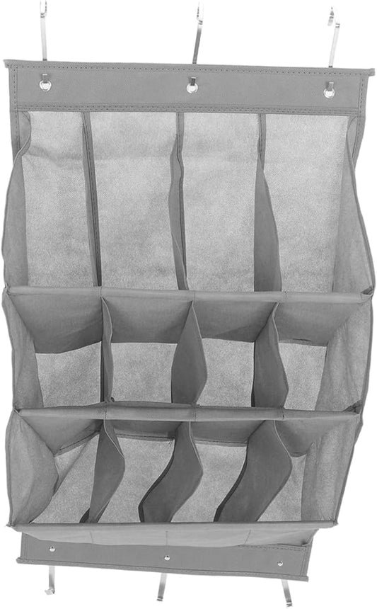 Happyyami 12Grid Hanging Shoe Organizer with Space Saving Over Door Shoe Rack for Sneakers Sandals and Accessories Tear Resistant for Closets and Apartments