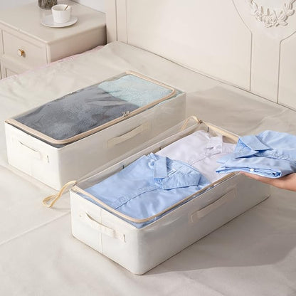 Under Bed Storage Bins Frame Storage Box Oxford Fabric Sturdy Underbed Container Foldable Stackable Large Capacity Clothes Organizer