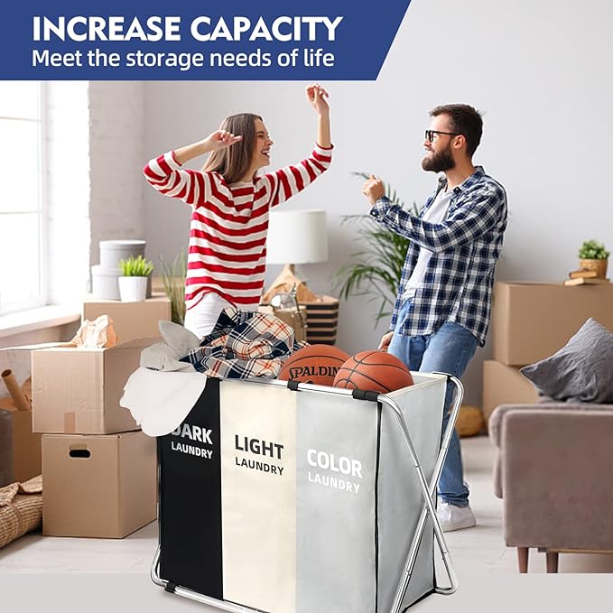 180L Large Laundry Basket, Freestanding Laundry Hamper, Collapsible Tall Clothes Hamper with Handles for Dirty Clothes in the Dorm & Family Closet Storage Container and Organizer (1-Pack)