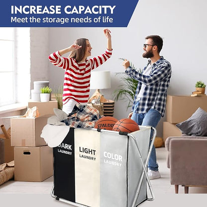 180L Large Laundry Basket, Freestanding Laundry Hamper, Collapsible Tall Clothes Hamper with Handles for Dirty Clothes in the Dorm & Family Closet Storage Container and Organizer (1-Pack)