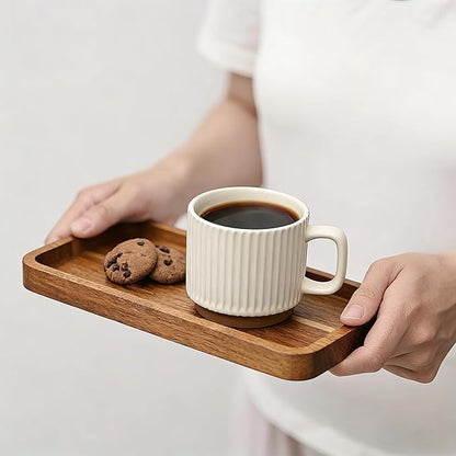 Wooden Bathroom Vanity Tray, 9.9" Small Decorative Wood Trays for Home Kitchen, Acacia Wood