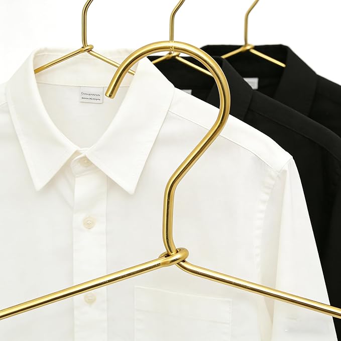 Gold Metal Wire Baby Clothes Hangers,12.6” Children Coat Pants Non Slips Toddler Infant Newborn Kids Hangers, Space Saving Baby Clothes Hangers
