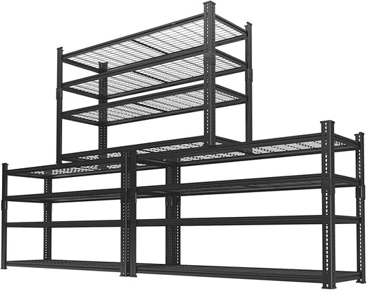 Storage Shelves Heavy Duty 3 PCS, 48"L x 18"W x 60"H Garage Wire Shelving Unit Loads 2640LBS, 4-tier Adjustable Metal Industrial Utility Shelf Rack for Kitchen, Laundry, Pantry, Warehouse, Basement