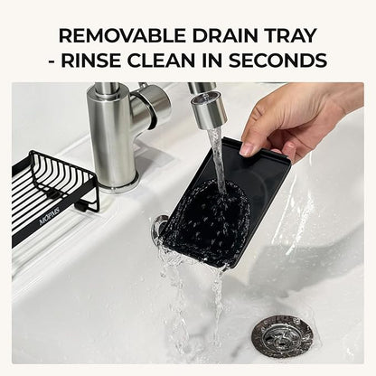 Soap Dish for Shower, Carbon Steel Bar Soap Holder with Drainage and Water Tray, Soap Saver for Bathroom, Kicthen Sink and Countertop