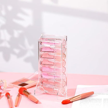Weysat 2 Pcs Lip Balm Display Clear Acrylic Automatic Dispenser Lip Balm Holder Organizer for Lipsticks & Glosses Freestanding Countertop Storage for Retail Salon and Home Use (Single Slot)