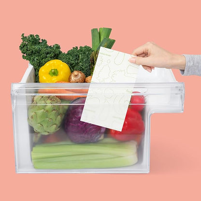 FRESHPAPER Keeps Fruits & Vegetables Fresh for 2-4x Longer, 16 Reusable Food Saver Sheets for Produce (2 Packs), Made in the USA