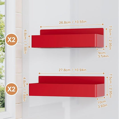 Mystozer Magnetic Spice Rack for Refrigerator, Kitchen Organizer and Storage Shelf, Red (4 Pack)…