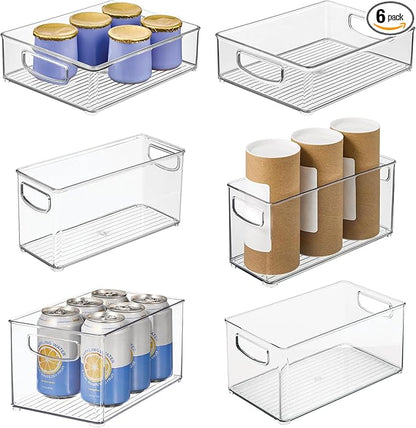 iDesign Stackable Pantry Bins, 2 Small, 2 Medium, and 2 Large Bins, 6 Pack, Clear, Made in USA