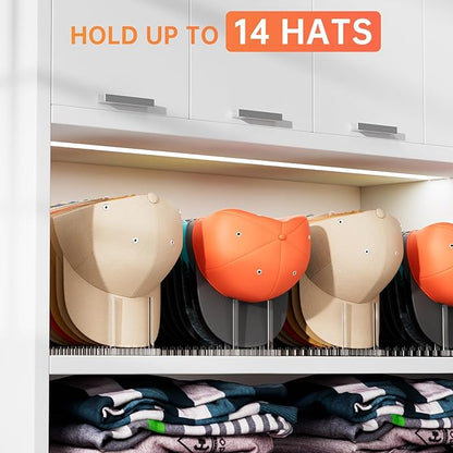 Hat Organizer for Baseball Caps, Acrylic Hat Rack for 14 Baseball Caps, Hat Holder Display and Organizer for Closet, Tabletop, Dressing Table