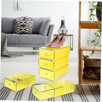 Plastic Drawer Shoes Storage Boxes 5 Pack Shoe Organizer Stackable Pull-out