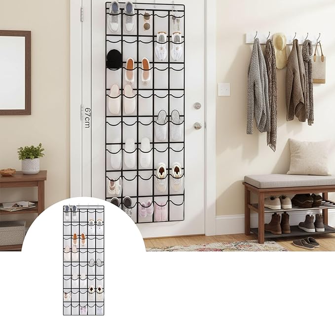 Over the Door Shoe Organizer for Bedroom Door with Multiple Pockets - Hanging Shoe Storage Bag Caddy