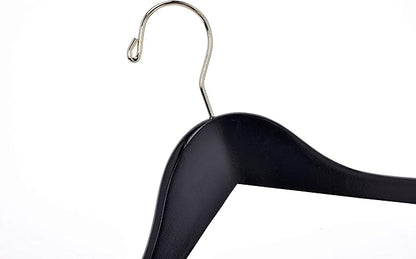 Quality Hangers Quality Wooden Skirt Hangers with Clips 80-Pack Black Pants Adjustable Gold Metal Clips, Swivel Hook, Coat, Jacket, Blouse Suit (Black - 80) 17.5''