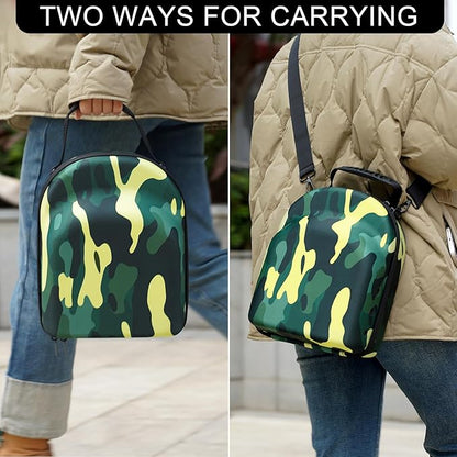 GERMUN Hard baseball hat case, Hat Carrier Travel Case with Adjustable Shoulder Strap, Hat cap case for 6 Baseball Caps - Perfect for Traveling (Camo Green)