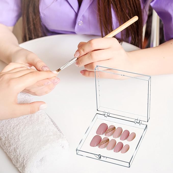 CloudTrip 30Boxes Large (8 x 8cm) Press On Nail Packaging Storage Box and 90pcs Adhesive Tabs - Acrylic Organizer Case for Artificial Nail for Nail Business Supplies (clear, L)