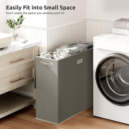 SOLEDI 180L 3-Section Laundry Hamper with Lid, Extra Large Dirty Clothes Basket with Sturdy Handles for Laundry Room & Bedroom - Durable Organizer for Sorting Laundry