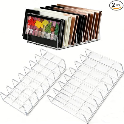 WECHENG 2 Pack Acrylic Eyeshadow Makeup Palette Organizer: Clear Makeup Organizer for Drawer - 7-Section Cosmetic Organizer for Vanity Countertop Storage Accessories for Palettes & Blushes