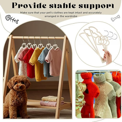 24 Pcs Beige Dog Clothes Hangers 13'' Non-Slip & 360° Swivel Pink Velvet Pet Hangers for Dogs and Cats Rustproof Metal Hooks, Space-Saving for Home Storage & Grooming Salons