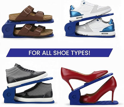 -12 p.c Adjustable Height Plastic Shoe Organizer (Blue)