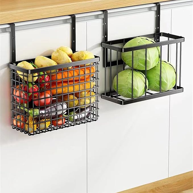 XISAOK Over The Cabinet Door Organiser Storage Basket with Adjustable Heights for Kitchen and Bathroom Home Organization Tool