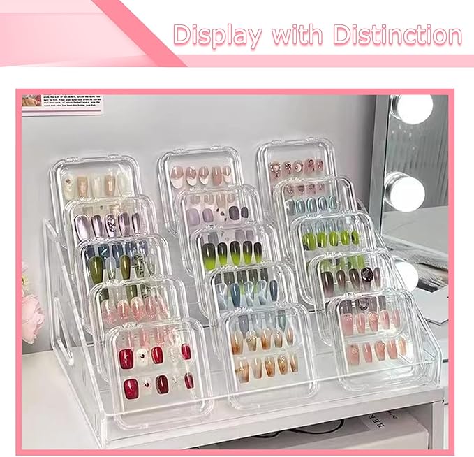 5-Tier Display Stand Rack, 2 Pack Nail Polish Organizer, Greeting Card Display Stand, Trading Card Holder for Sunglasses and Small Items
