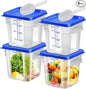 4 pcs 4qt Food Storage Containers with Lid, Square Clear Commercial Food Storage Containers with Handle and Scale for Food Storage in Home Kitchen & Dining (Blue)