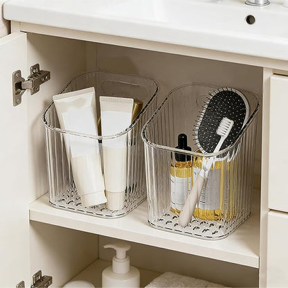 4 Pack Acrylic Wall Mounted Storage Racks, Stackable Cabinet Door Storage Containers For Bathroom Kitchen Pantry Office Holds Remote Controls Makeup & Small Items