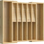 Expandable Silverware Organizer, Utensil Drawer Organizer & Cutlery Tray Dividers for Spoons Forks Knives (12 Slot,Natural Bamboo), 16.7”D x 13"-20”W x 1.97 “H