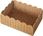 Scalloped Basket, Wicker Storage Baskets, Hand Woven Baskets for Shelves,Natural Baskets for Organizing (M-14" L x 10.5" W x 6" H)