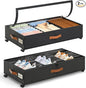Yecaye Under Bed Storage with Wheels, 2 Pack Under Bed Storage Containers with Adjustable Dividers & Clear Window, Rolling Underbed Organizer Bins Drawers for Clothes, Shoes, Blankets, Black