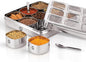 MARU Stainless Steel 9-in-1 Square Masala Dabba – Spice Box with 9 Round Containers, Individual See-Through Lids, and Durable Design for Easy Kitchen Storage (9 IN 1 Without inside lids)