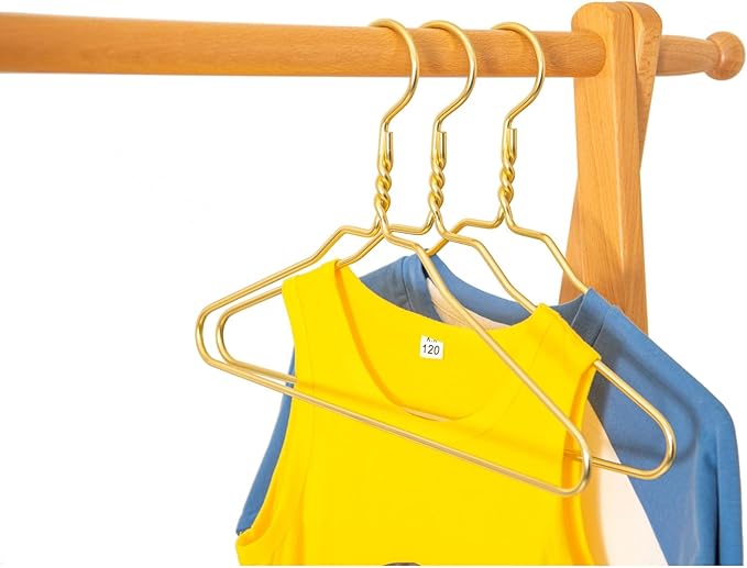 Beautiful Gold Aluminum Metal Suit Hangers Heavy Duty Coat Hangers (14" Junior/Teens Size - 100 Pack)