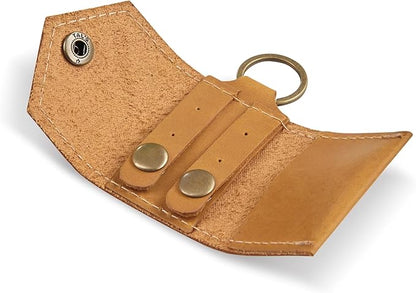 Leather Keychain Ring Holder, Wedding Ring Travel Case, Engagement Ring Holder, Ring Pouch Bag, Workout and Gym Ring Holder (Vintage Brown)
