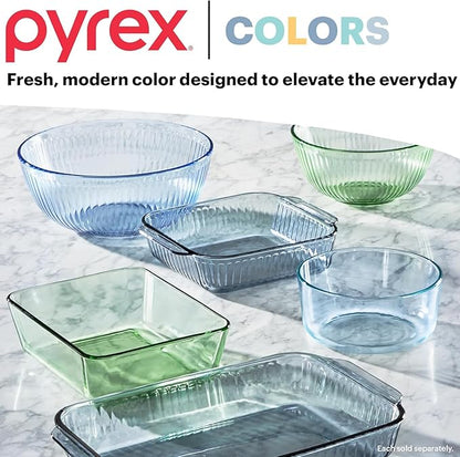 Pyrex Colors Tinted (12-PC Full Set) Small/Medium/Large Food Storage Container Set, Snug Fit Non-Toxic Plastic BPA-Free Lids, Freezer Dishwasher Microwave Safe, 3 Cup, 6 Cup & 11 Cup