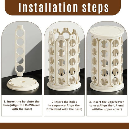 K Cup Holder, Coffee Pod Storage Carousel Holder Organizer Compatible with 40 Keurig K-Cup Pods, Home or Office Kitchen Counter Organizer（White）