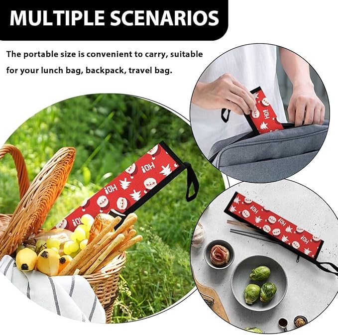 Cutlery Storage Bag Travel Silverware Case Utensil Pouch, Santa Claus