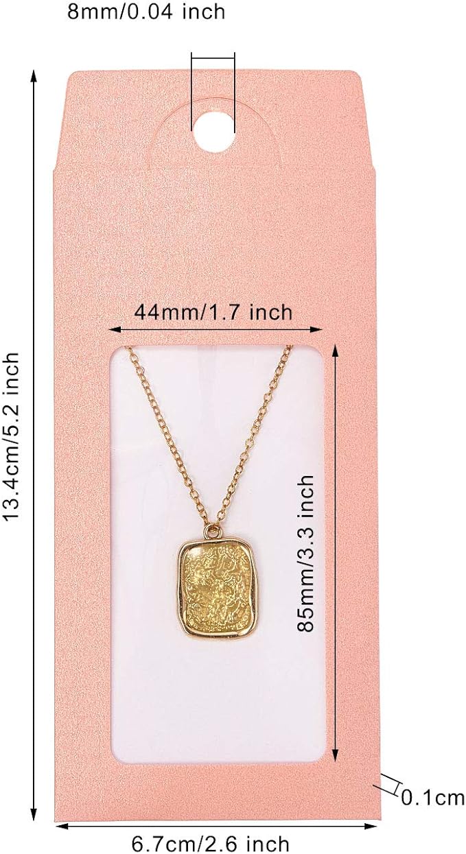 Stiesy 100 Pcs Pink Cardboard Paper Jewelry Box Presentation Box with Necklace & Earring Jewelry Display Cards Jewelry Packaging Boxes