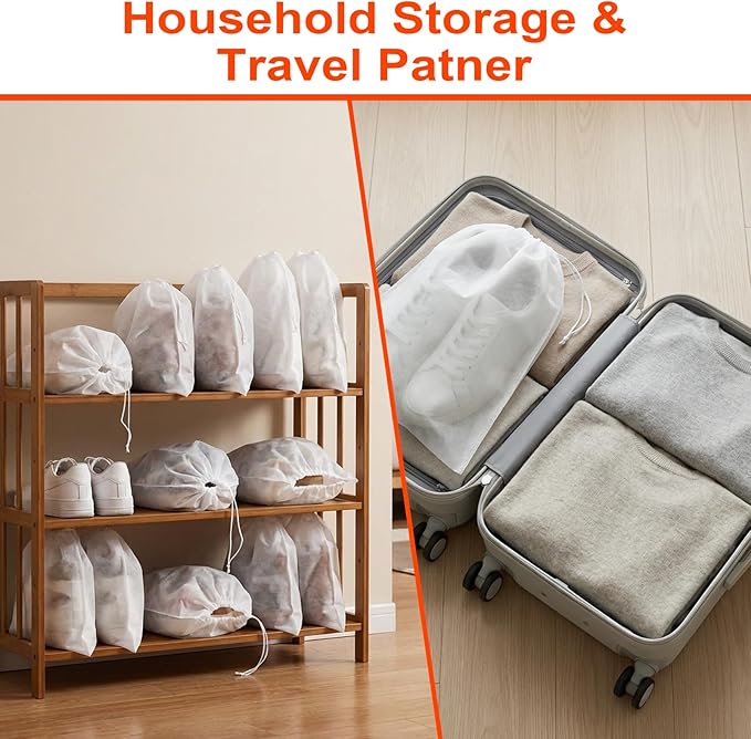 Over the Door Shoe Organizer, Clear Pockets Hanging Shoe Storage With 20 Dust-Proof Bags, Hanging Closet Shoe Storage with Large Deep Pockets, Fits 16–24 Pairs of Sneakers, Sandals, Boots, Gray