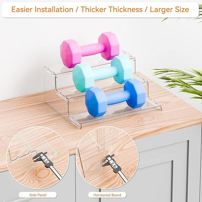 Yieach 2 Pack Tiered Spice Rack Organizer for Cabinet,Pantry,3 Tier Clear Acrylic Spice Rack Organizer & Holder,Step Shelves for Vitamin,Medicine Bottle,Jar,Can,Condiment Organizer and Seasoning Shelf