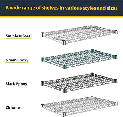 2 Pack Chrome Additional Wire Shelf for 18" x 54" Shelving Units, Replacement Shelves for Wire Rack
