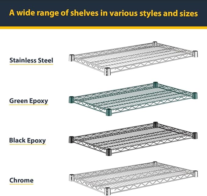 2 Pack Green Additional Wire Shelf for 18" x 24" Shelving Units, Replacement Shelves for Wire Rack