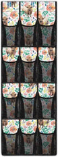 Highland Cow Flower Door Hanging Shoe Organizer for Bedroom Mesh Fabric Shoe Organizer Over The Door for Living Room,Multi-Funtion Storage Bag,4 Metal Hook with 12 Pockets