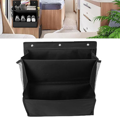 Wall Mounted Shoes Rack, Space Saving Wall Hanging Shoe Organizer, 2 Tier Shoes Holder Storage Organizer with Adhesive Hooks, for RV Campers Kitchen Office (Black)