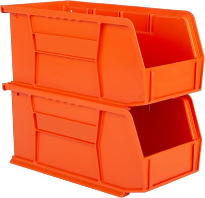 Hudson Exchange 11" x 5-1/2" x 5" Plastic Stackable Storage Bin and Hanging Container (Orange, 1 Pack)
